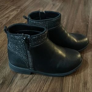 Girls stride rite black glitter booties